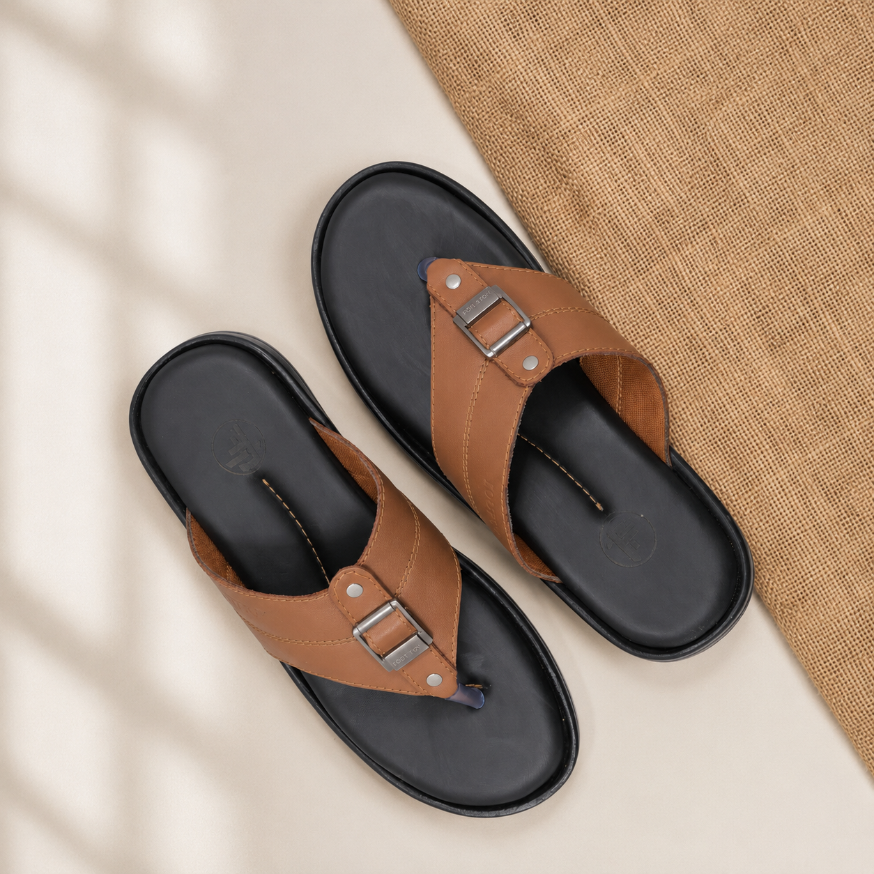 classic leather toe ring sandals men brown 10