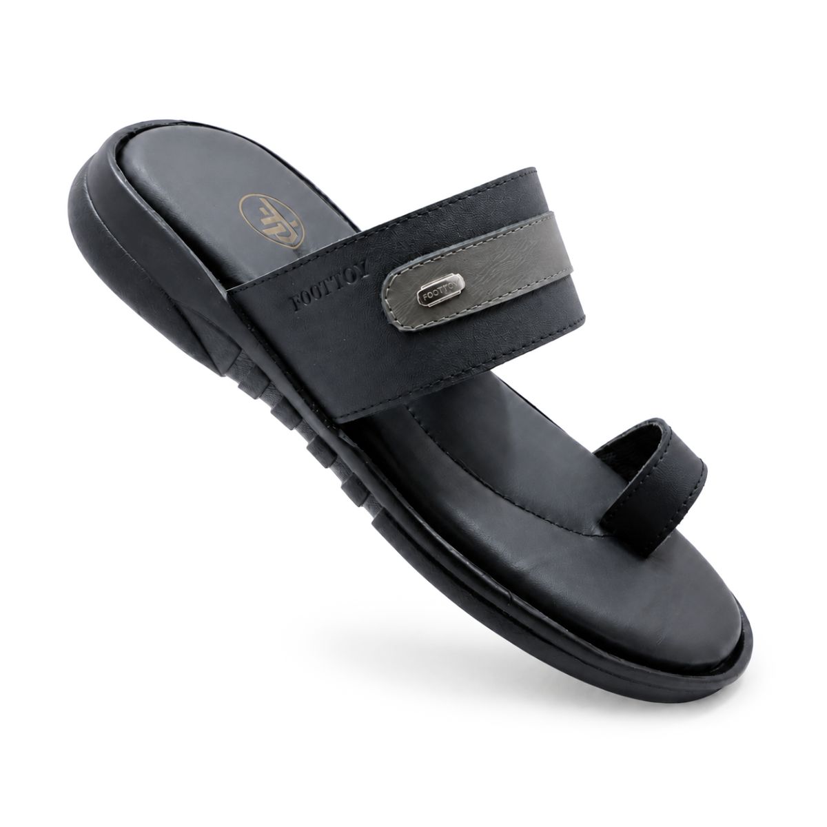 classic toe ring slippers men black Black classic toe ring slippers for men made from original leather with a soft cushioned footbed.