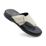 Premium adjustable white toe ring sandals for men made from original leather with a soft cushioned footbed.